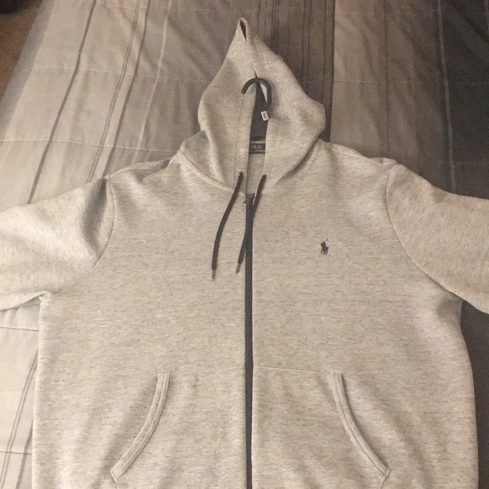 Polo Ralph Lauren Zip up Hoodie Men XXL Grey Black